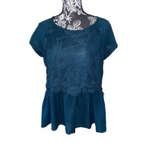 Xhilaration Lace Babydoll Floral Blouse T Shirt Everyday Flowers Lounge